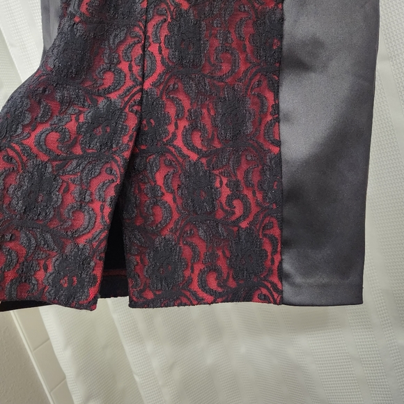 Signature by Sangria Body Hugging Cocktail Dress with Lace Panels, Size: 8 - Picture 6 of 12